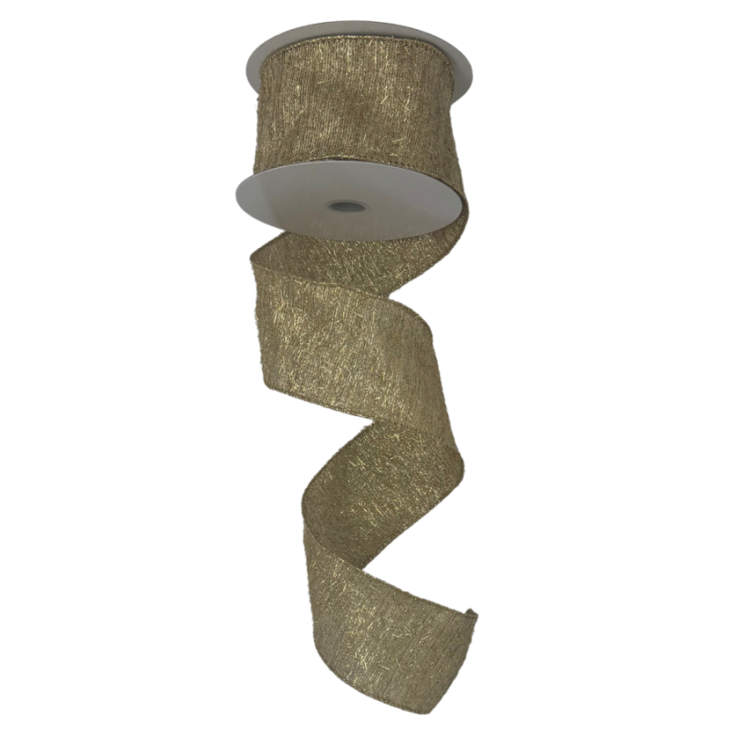 2.5" x10yd Gold Tinsel Ribbon