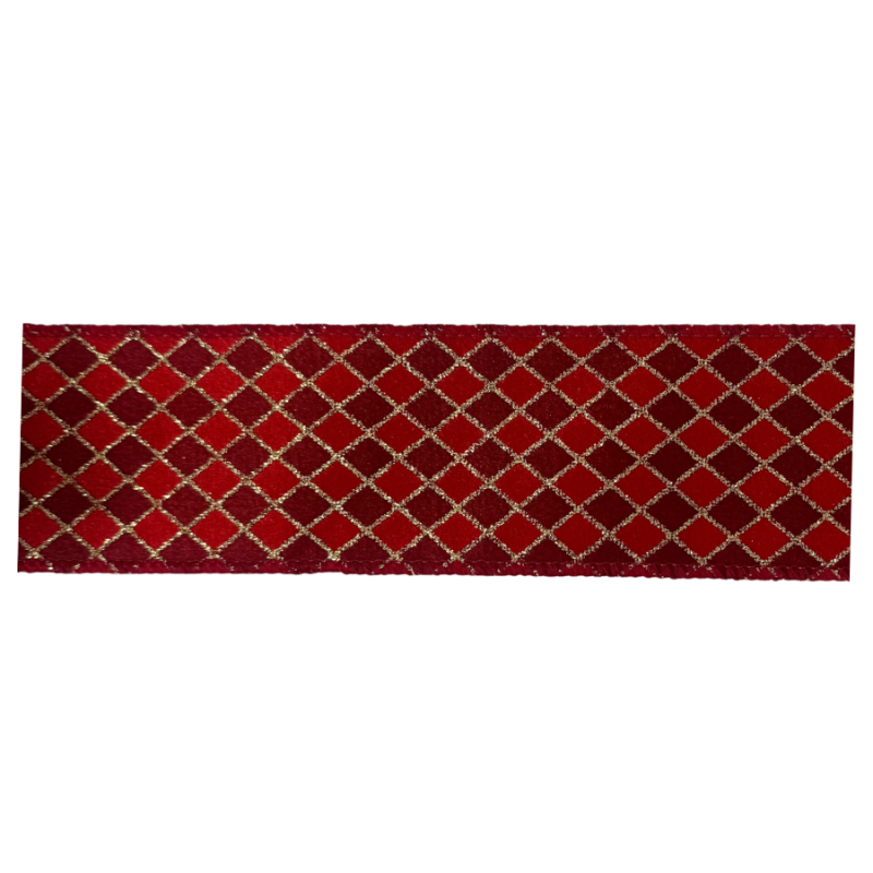 2.5" x 10yd Red & Gold Lattice Design Ribbon