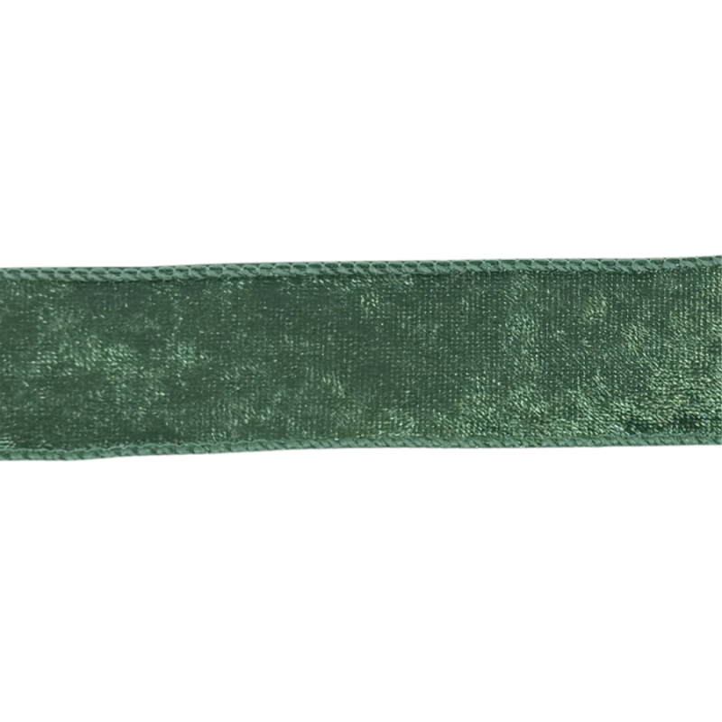 1.5" x10yd Sage Green Velvet Wired Ribbon