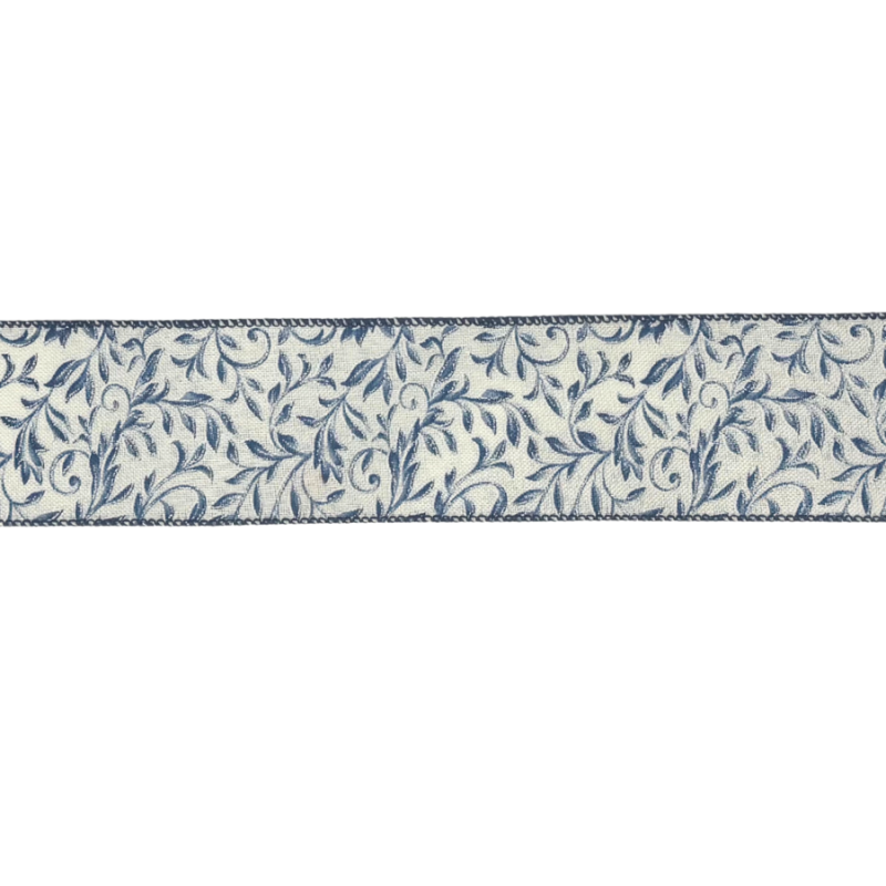 2.5" x10yd Foliage Swirls in Blue Ribbon