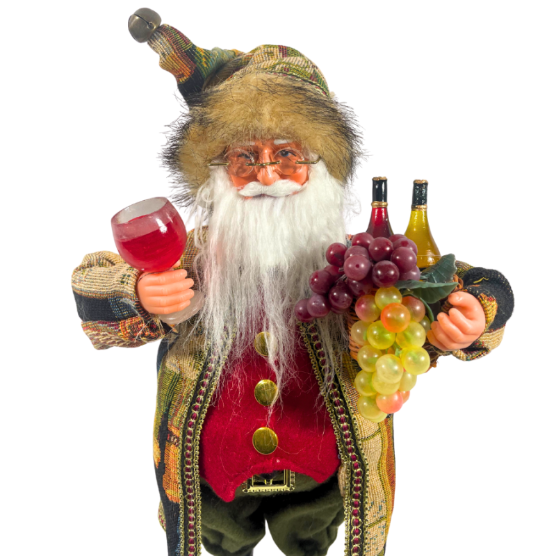 16" Santa w/ Grapes & Wine