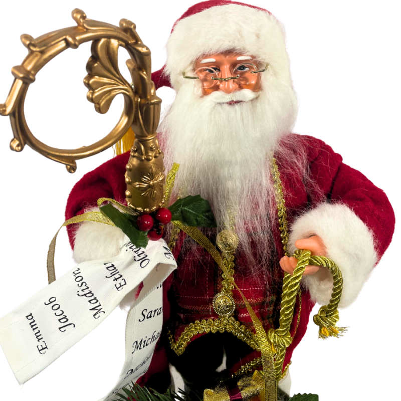 16" Santa w/ Gold Staff & Nice List