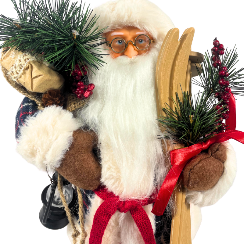 17" Santa w/ Wooden Skis