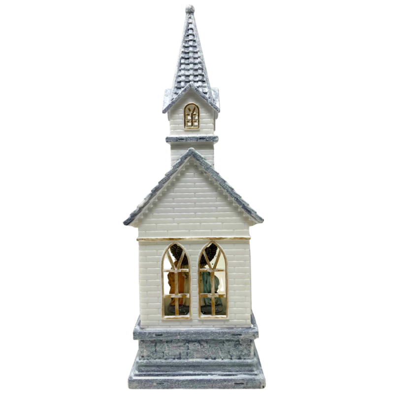 11" Holy Family Church Glitter Lantern