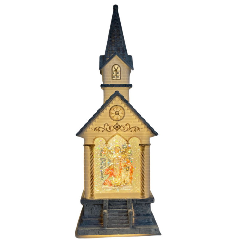 11" Holy Family Church Glitter Lantern