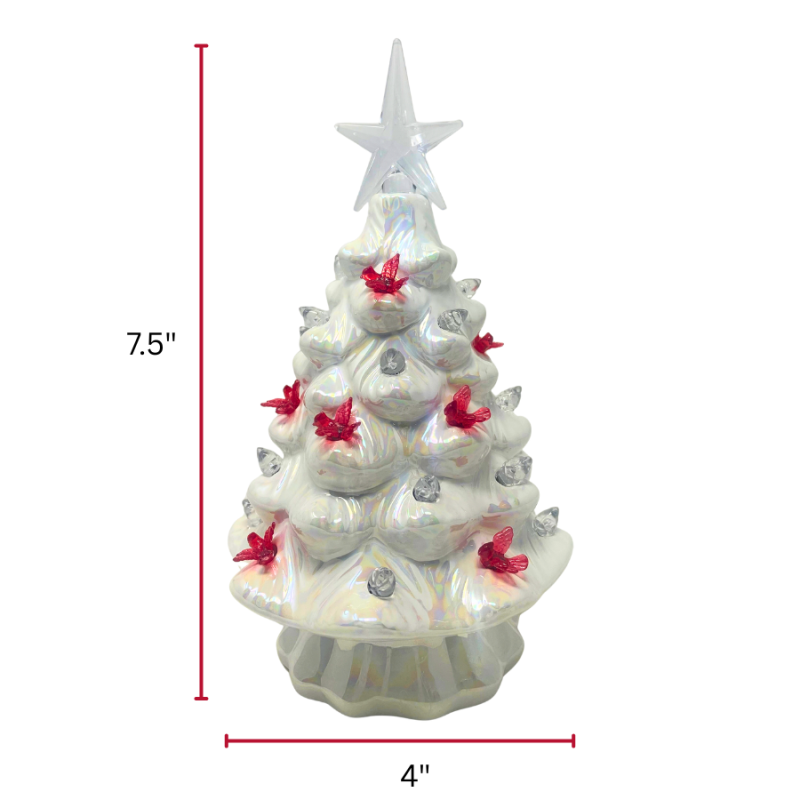 7.5" Ceramic Light Up Tree - Cardinal Tree