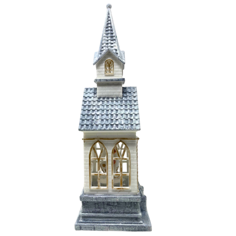 11" Angelic Church Glitter Lantern