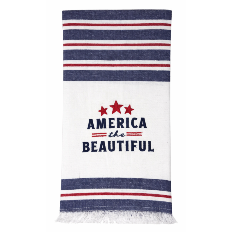 Striped America the Beautiful Kitchen Towel