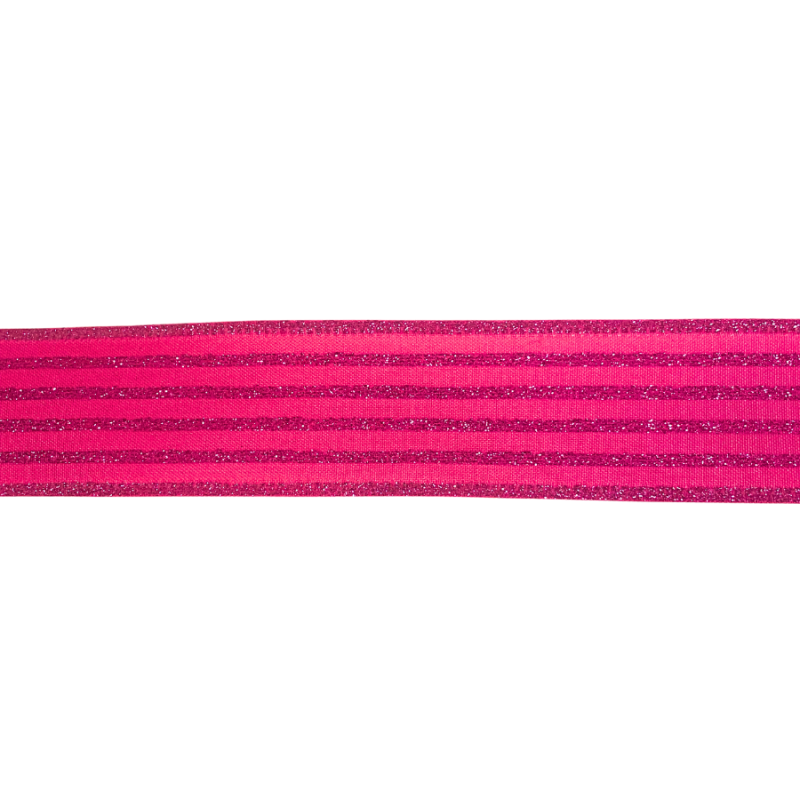 1.5" x 10yd Pink Glitter Stripes on Pink Ribbon