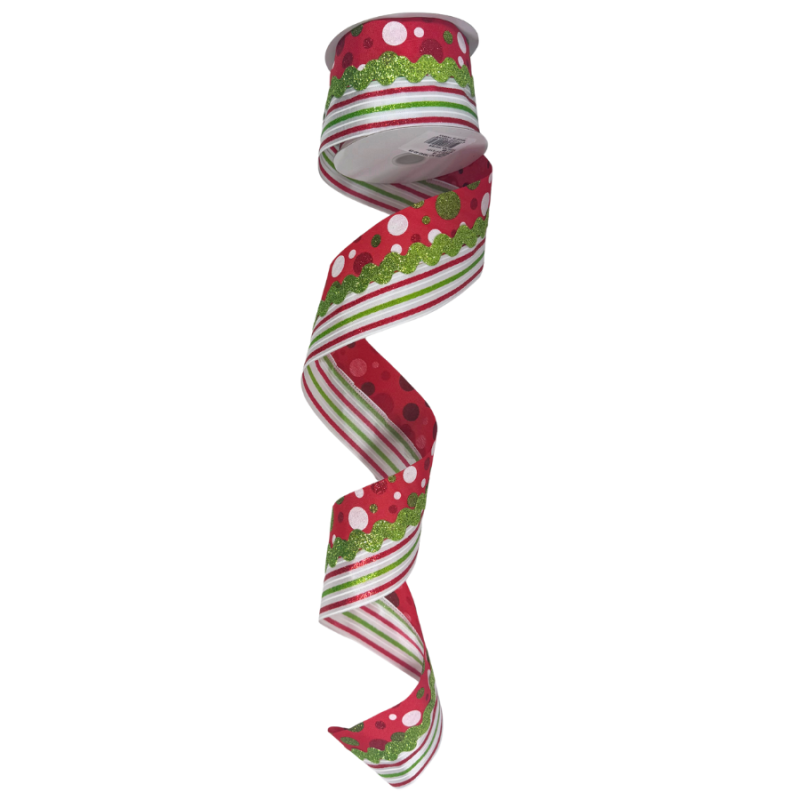 2.5"x10yd Christmas Whimsical Ribbon