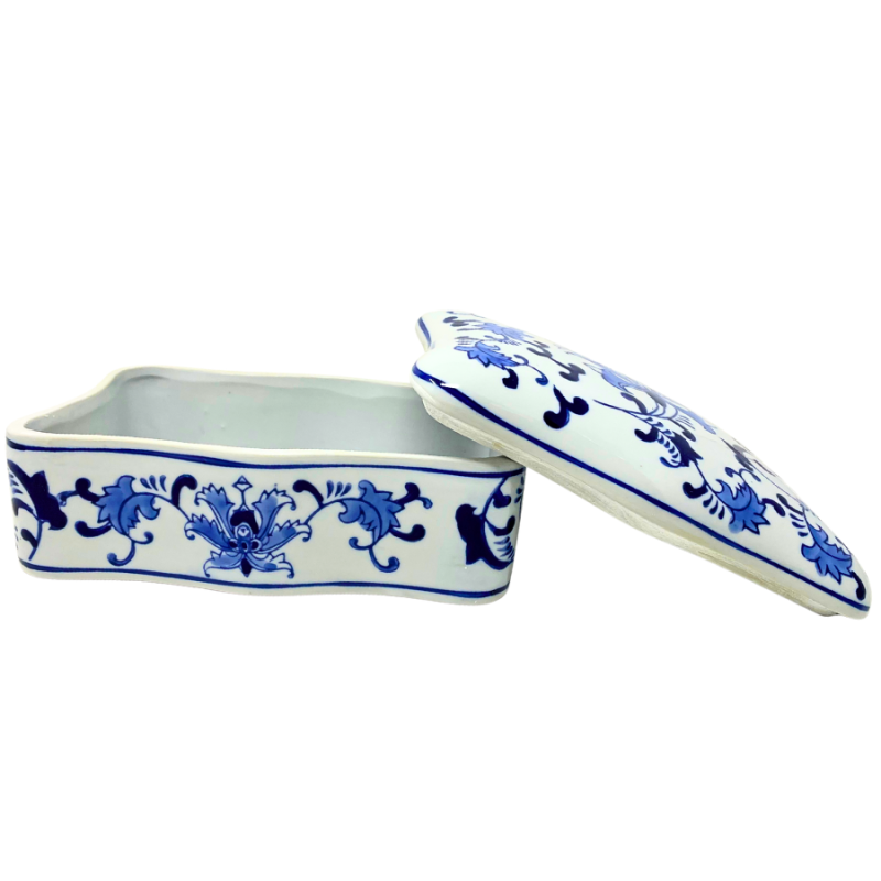 8" Porcelain Chinoiserie Trinket Box