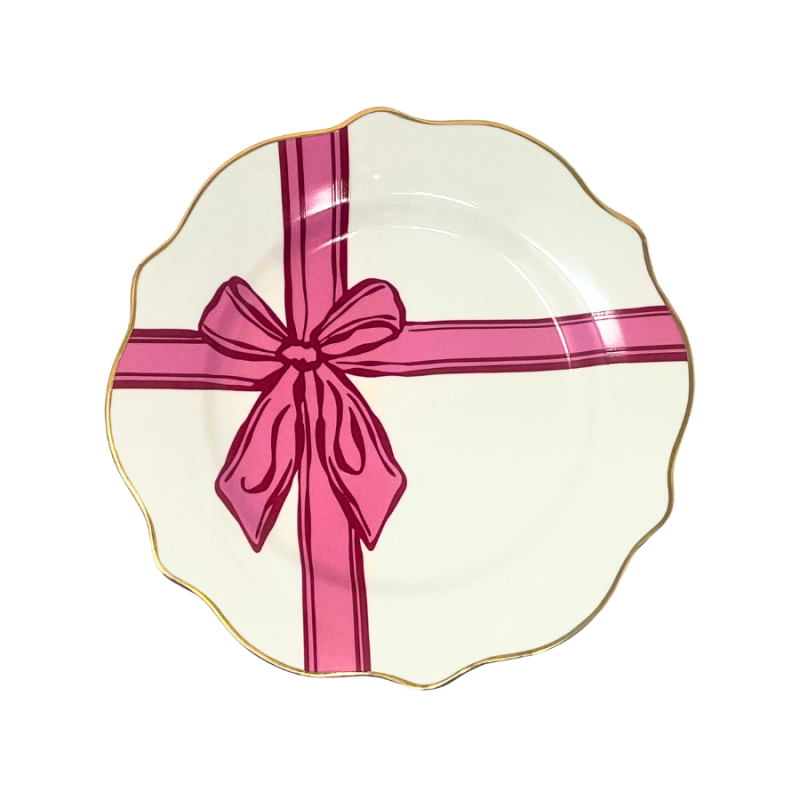 6" Pink Ribbon Appetizer Plate