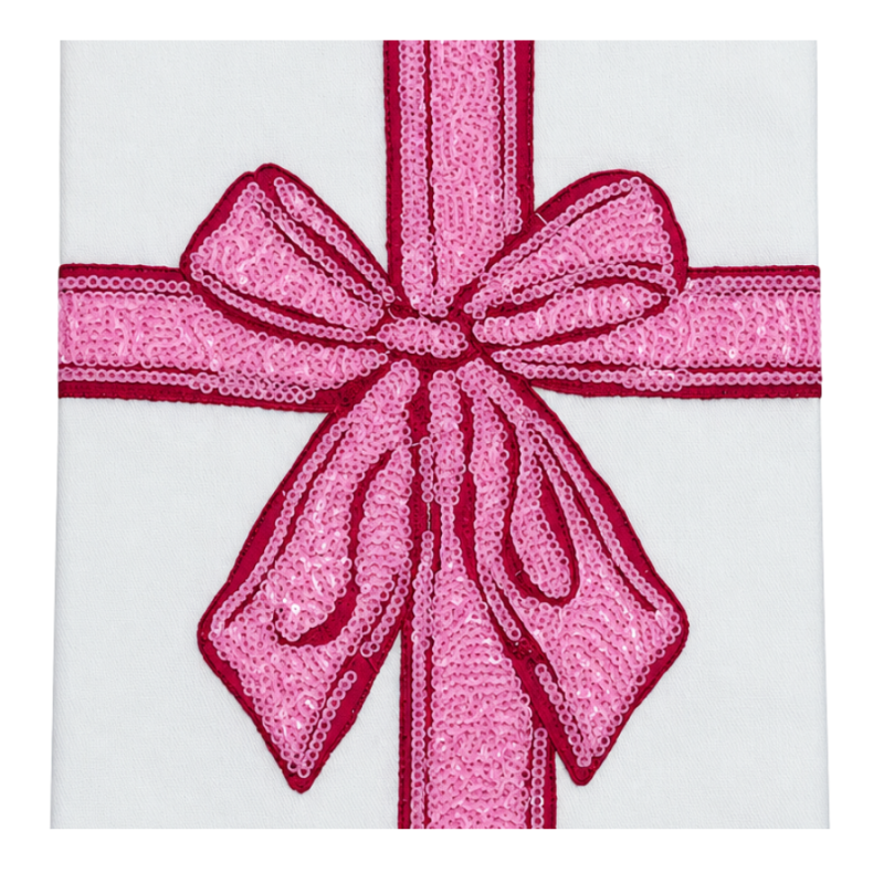 Pink Sequin Bow Tea Towel