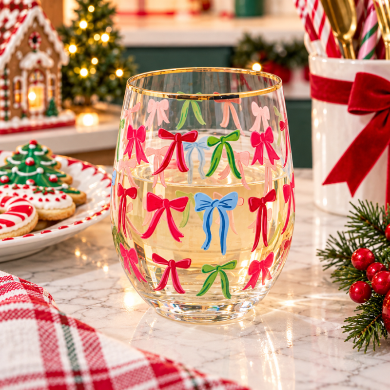 16oz A Bowful Christmas Stemless Wine Glass