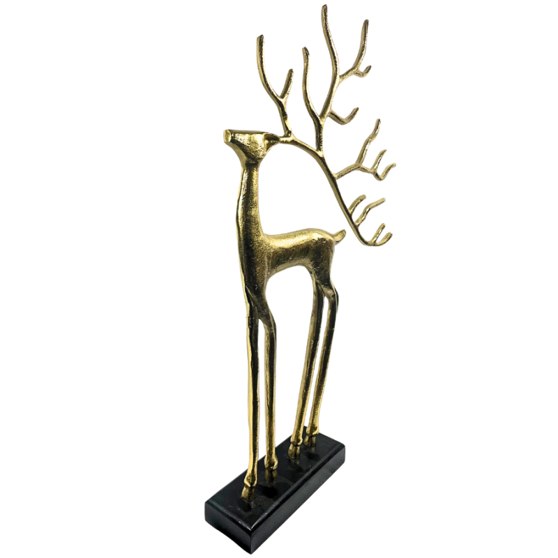27" Gold Reindeer Statue