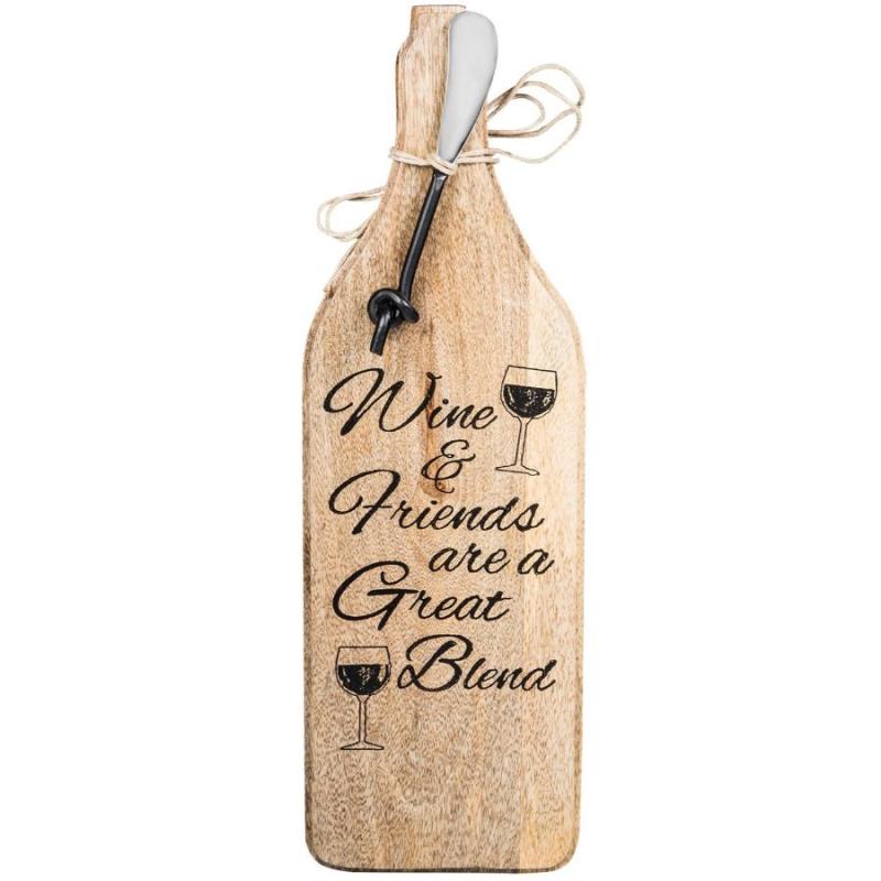 Wine Bottle Cheese Board with Spreader-Great Blend