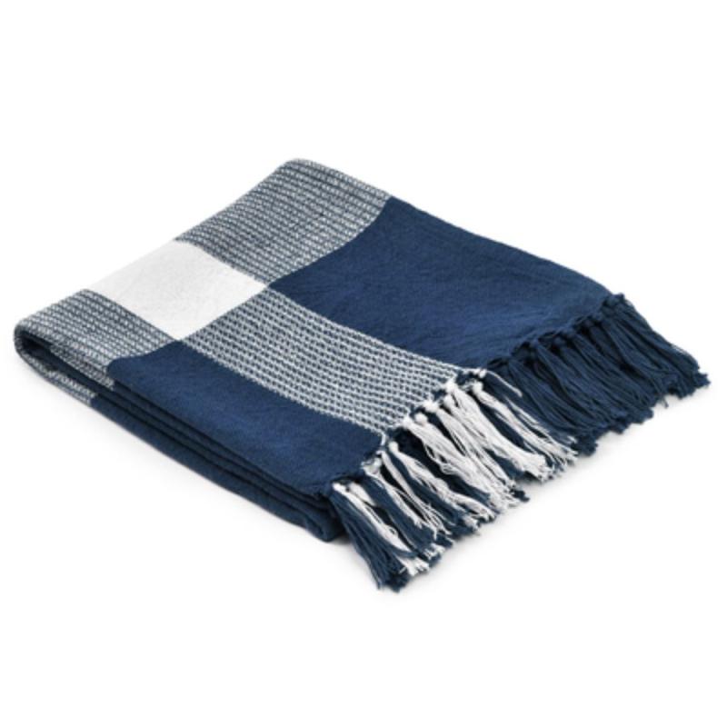 50" x 60" Throw Blanket - Sea Blue & White