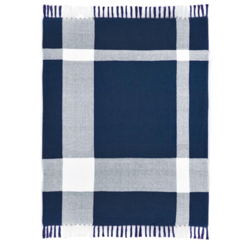 50" x 60" Throw Blanket - Sea Blue & White
