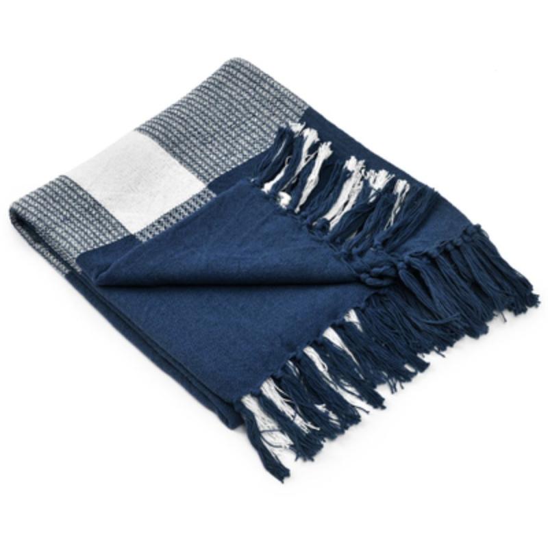 50" x 60" Throw Blanket - Sea Blue & White