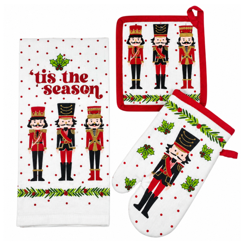 3 pc Nutcracker Kitchen Linen Set
