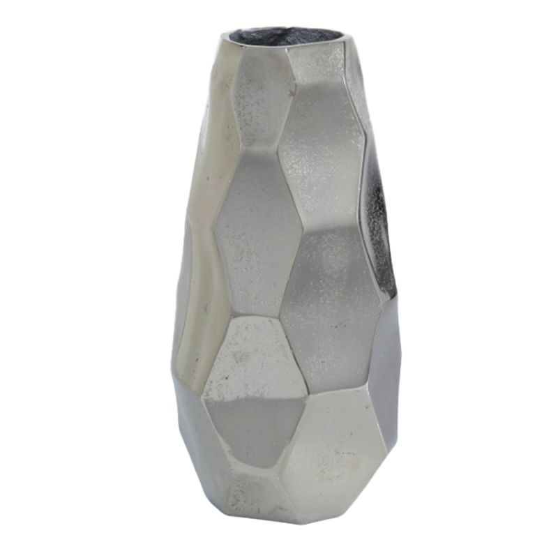 12"H Silver Aluminum Geometric Vase