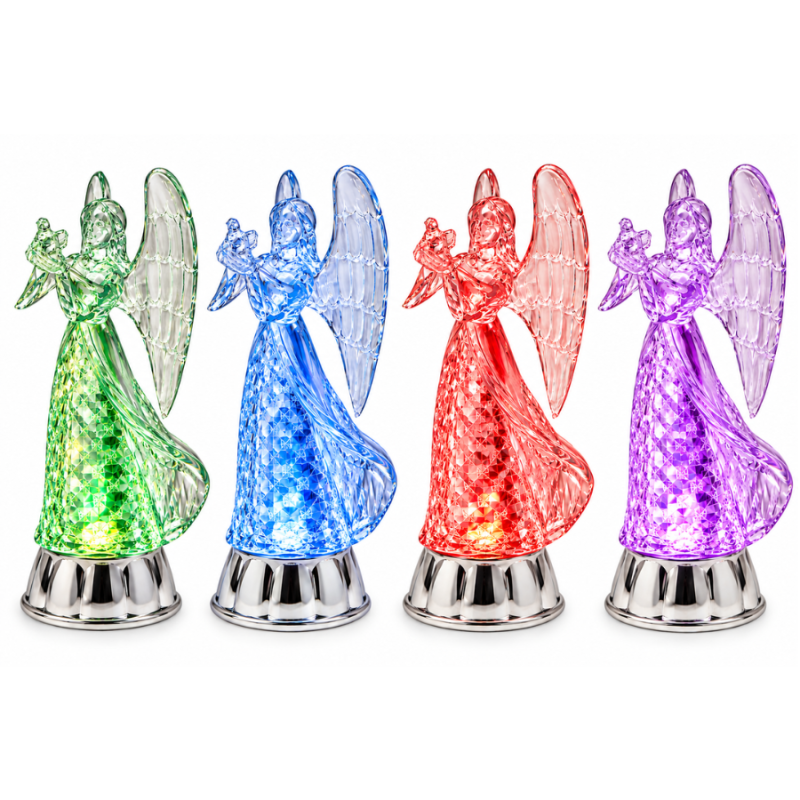 13" Decorative Light-Up Angel Holding Bird