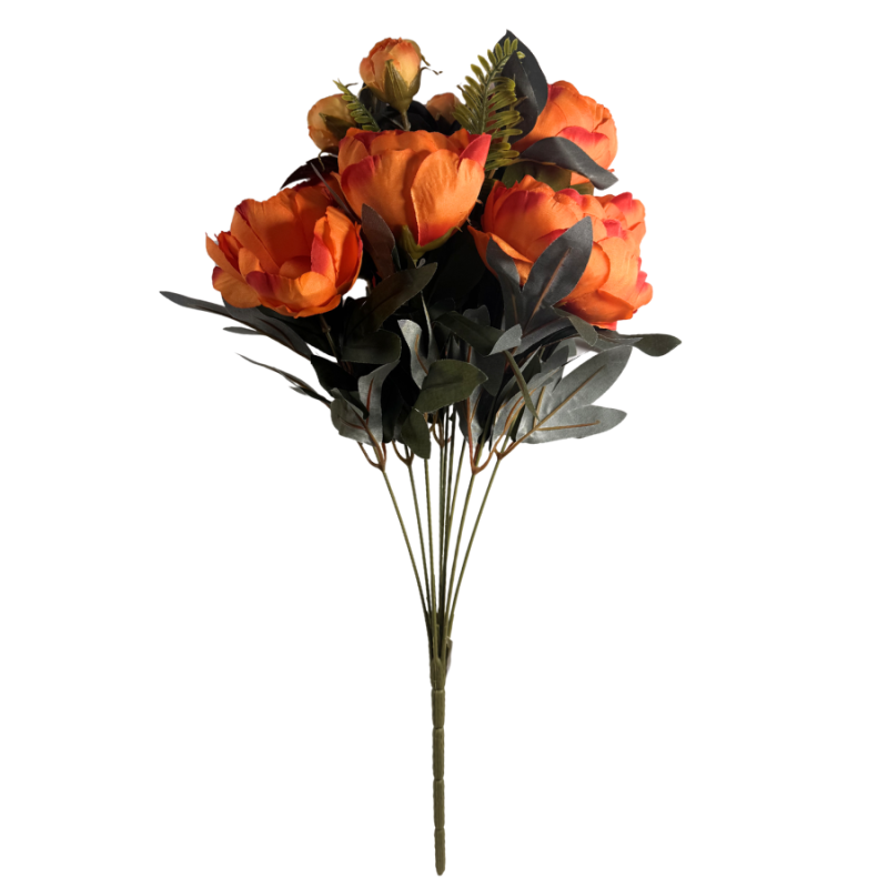 19" Peony Bush-Orange/Red