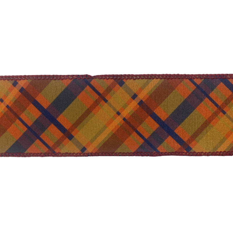 2.5" x 10yd Fall Bais Plaid Blue/Orange