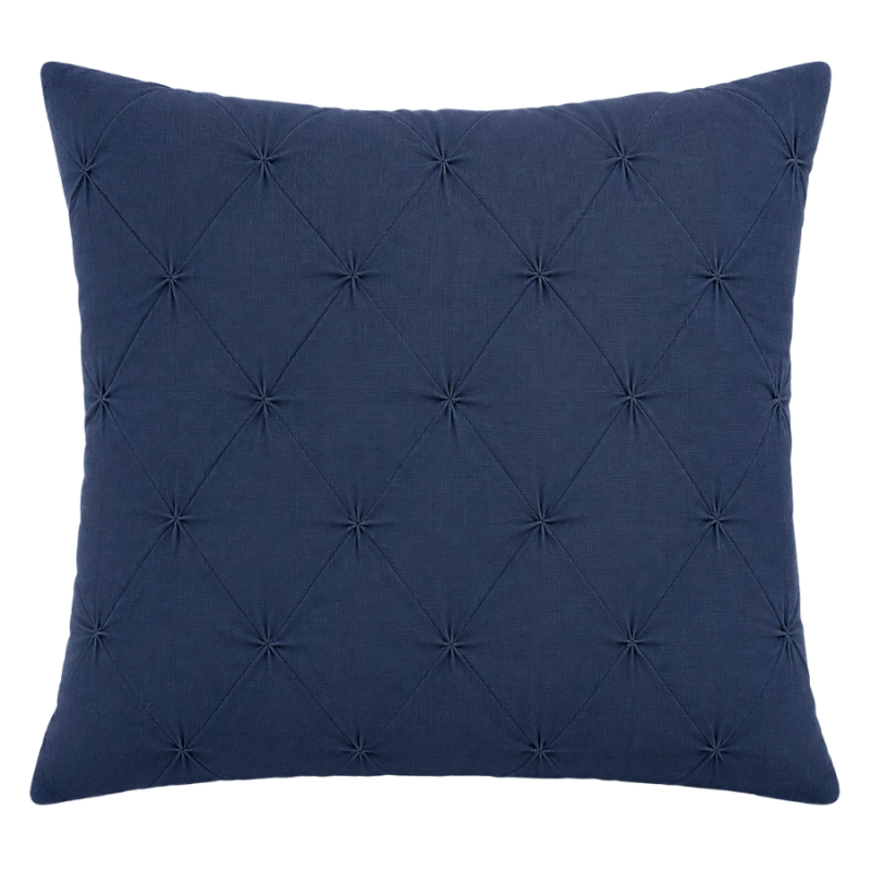 18" Diamond Tuck Navy Indoor Pillow