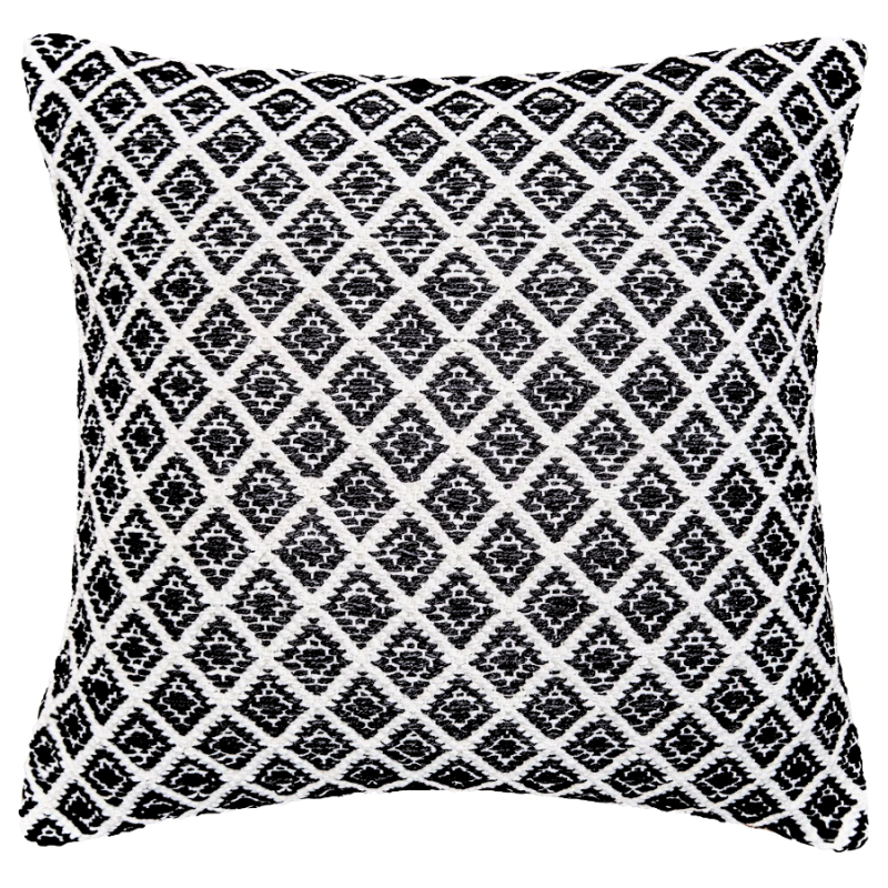 16" Bianca Black Geometric Woven Indoor Pillow