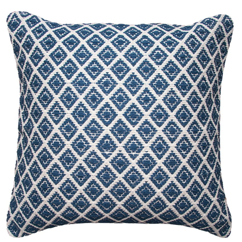 16" Bianca Navy Geometric Woven Indoor Pillow