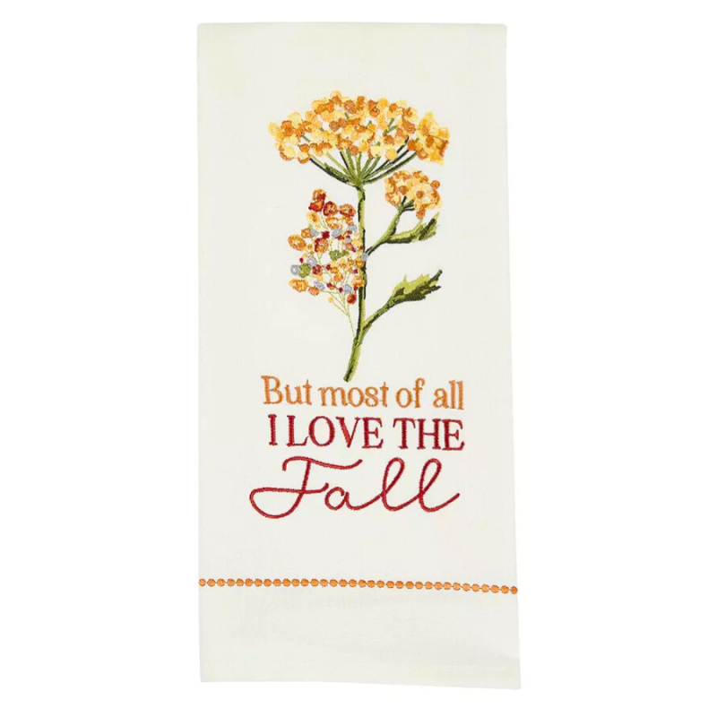 I Love The Fall Embellished Dishtowel