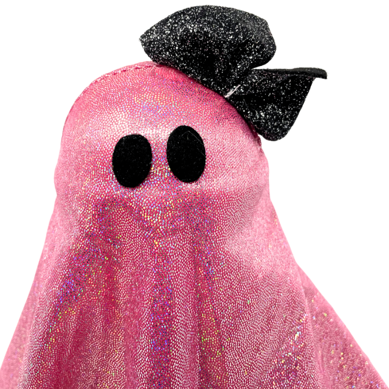 Pink Sequin Ghost w/ Black Bow