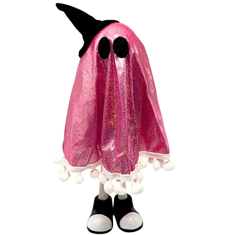 Pink Sequin Ghost w/ Legs & Witch Hat