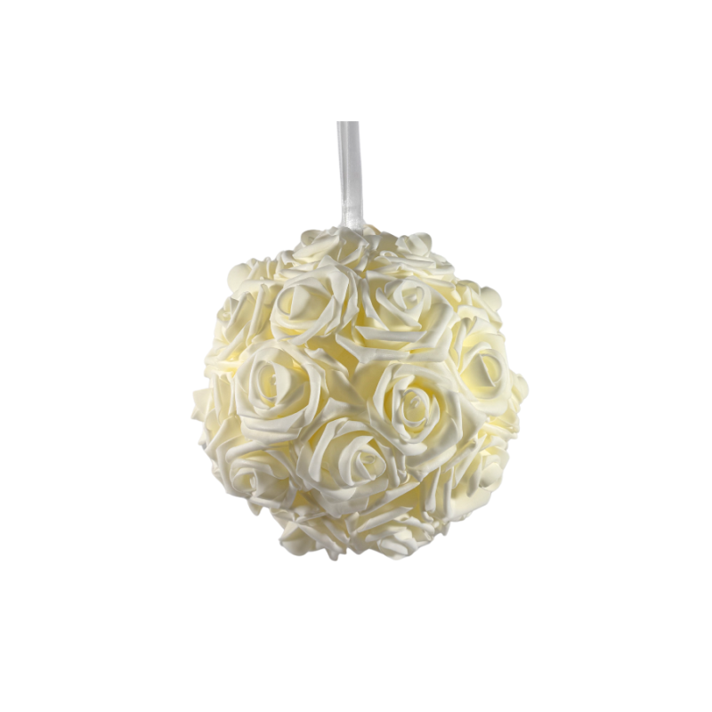 7.5" Rose Ball- Ivory