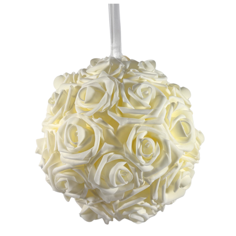 12" Rose Ball- Ivory
