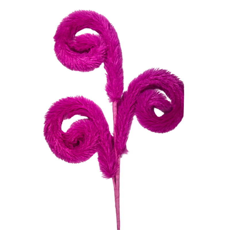 28" Pink Furry Curly Spray