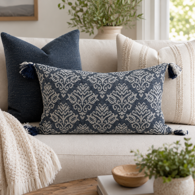 14" x 22" Lottie Indigo Indoor Pillow