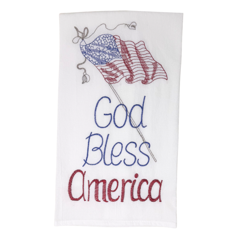 God Bless America Stitched Kitchen Towel