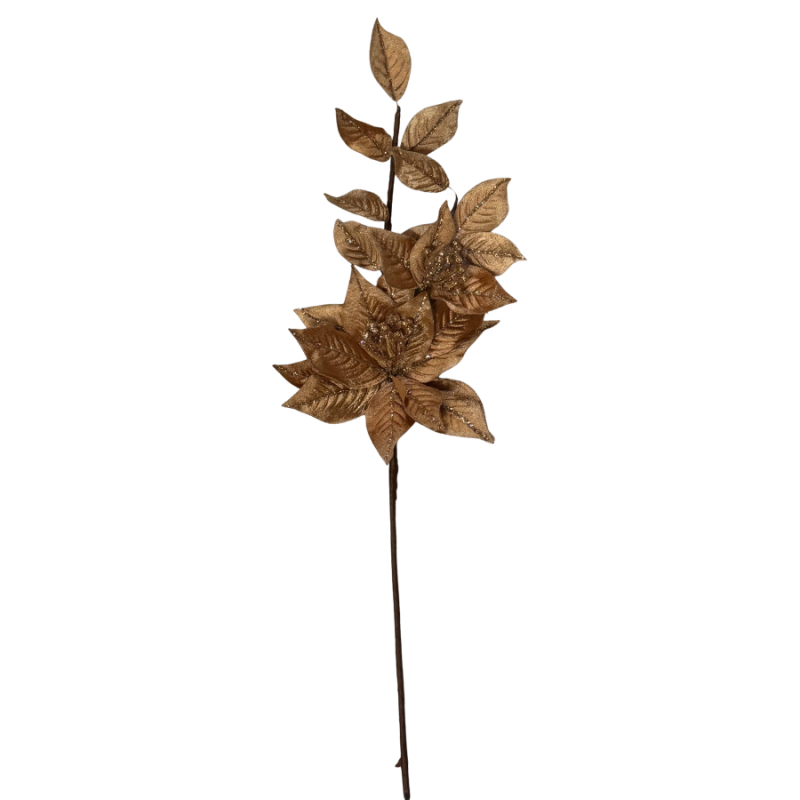 27" Poinsettia Leaf Spray- Tan