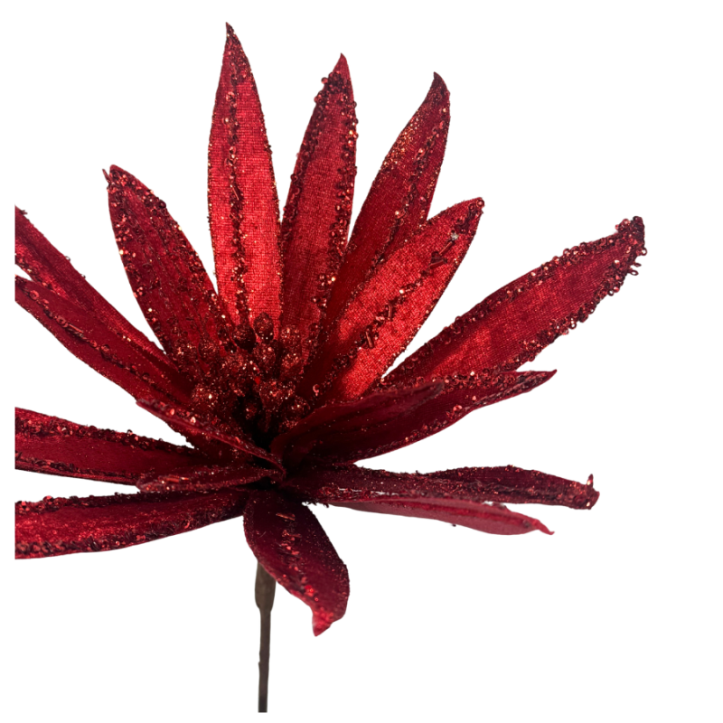 19" Pointed Poinsettia Stem - Red