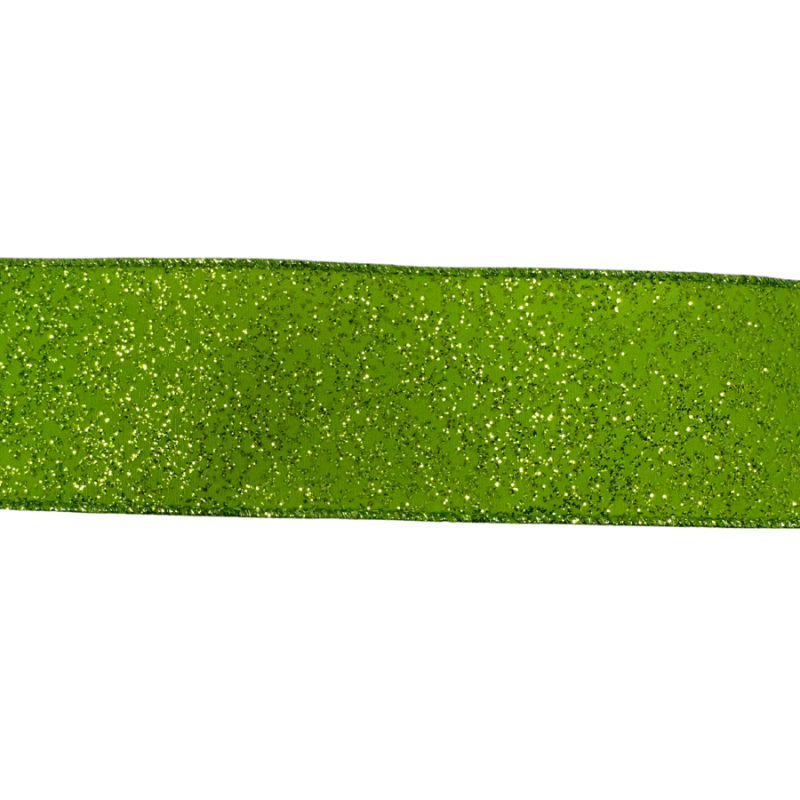 2.5" x100ft Lime Green Glitter Ribbon