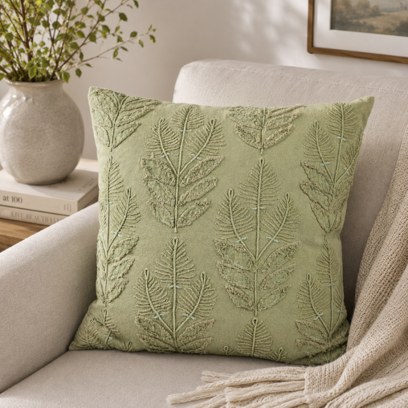 20" Stonewashed Sage Leaves Indoor Pillow