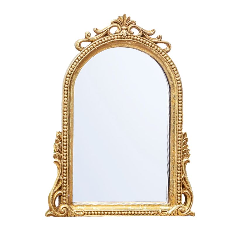 9"H Arched Gold Leaf Tabletop Mirror Tabletop Decor