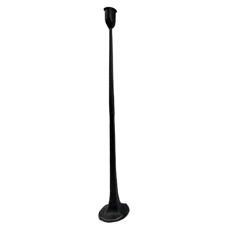 19.5" Black Metal Distressed Candle Holder