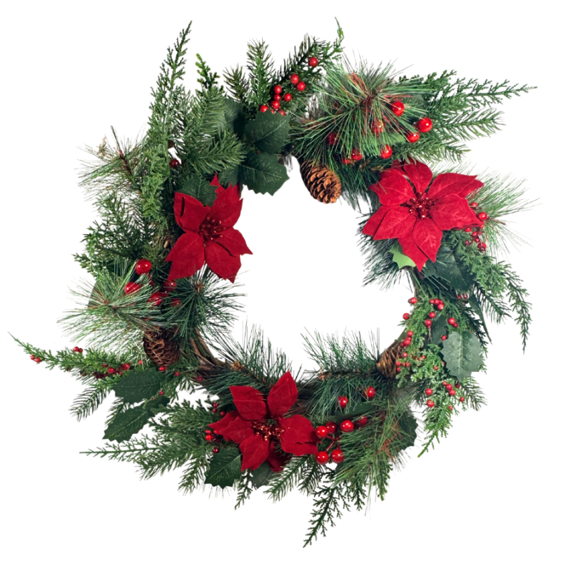 20" Holiday Poinsettia Wreath
