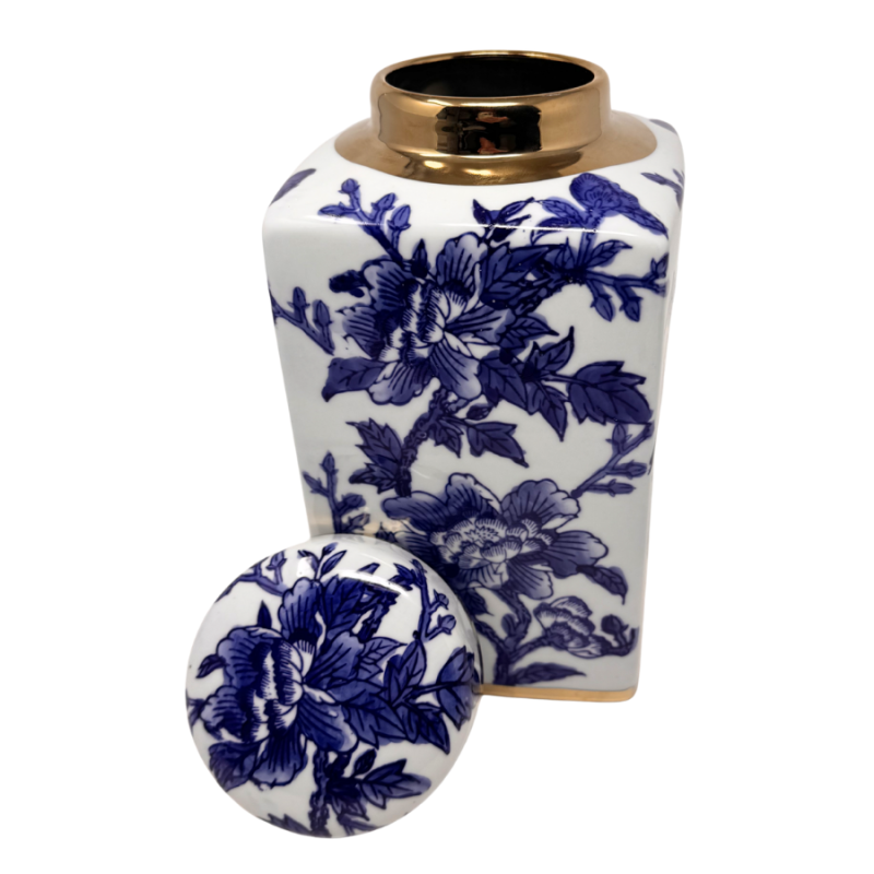 10" Chinoiserie w/ Gold Trim Ginger Jar