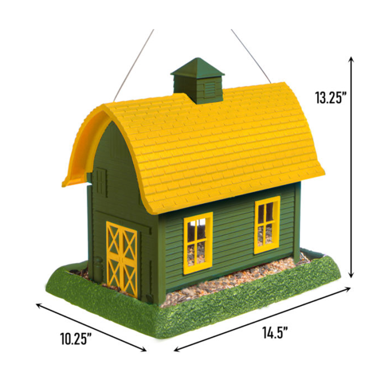 Village Collection Large Green Barn Bird Feeder Bird Houses & Feeders