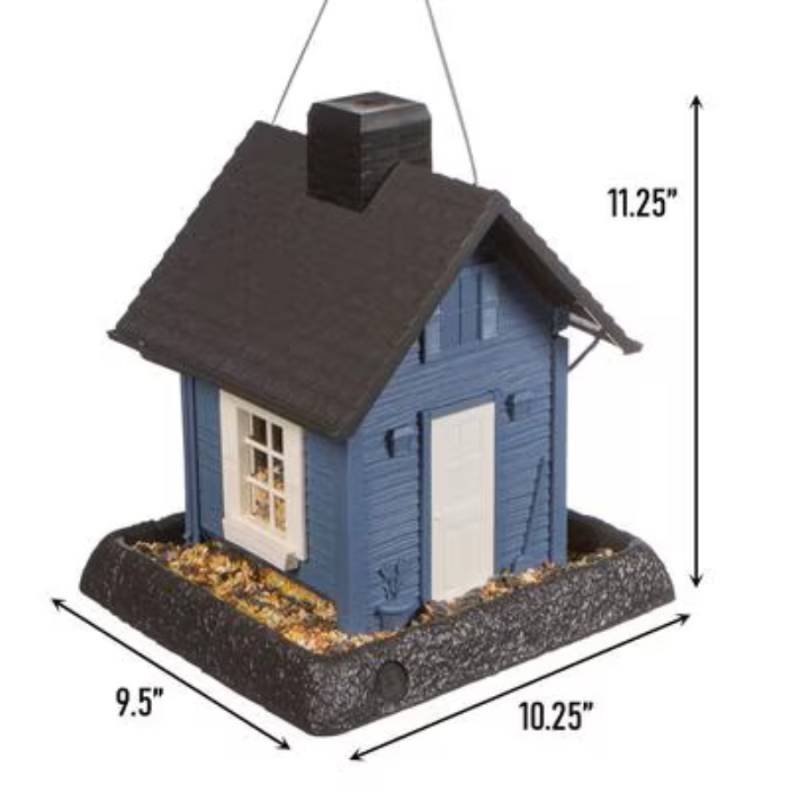 Village Collection Blue Cottage Bird Feeder
