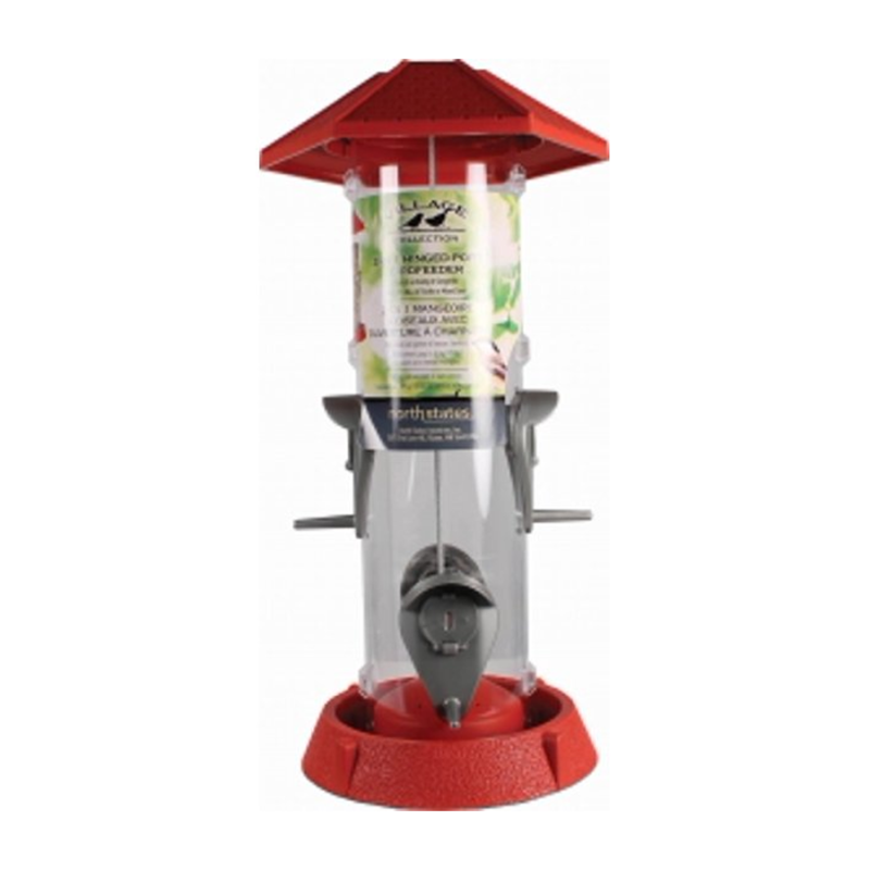 4-Perch Plastic Tube Bird feeder-Red